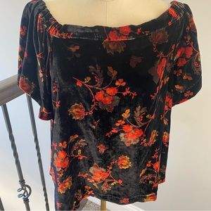 LOFT Velvet Floral Off Shoulder Top